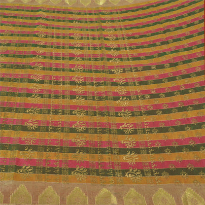Sanskriti Vintage Indian Sarees Art Silk Woven Painted Premium Sari Craft Sustainable Fabric
