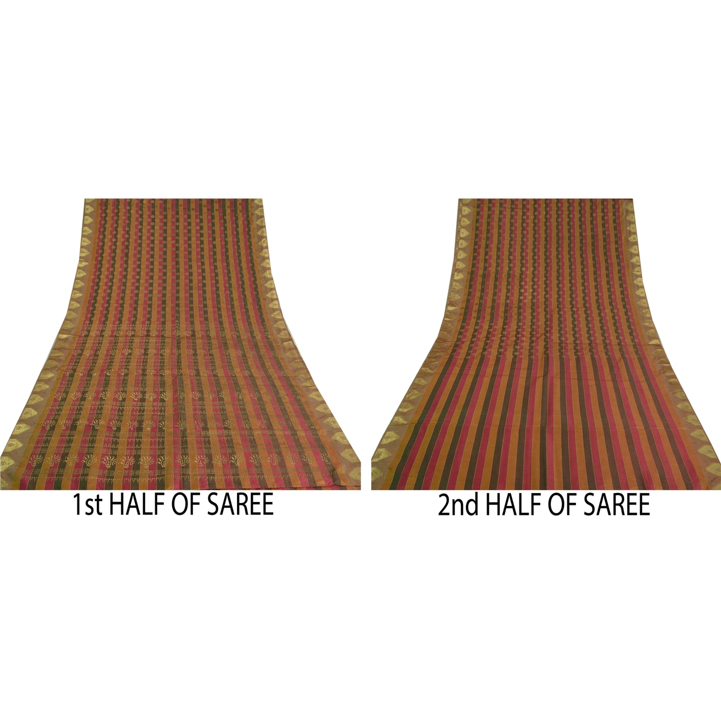 Sanskriti Vintage Indian Sarees Art Silk Woven Painted Premium Sari Craft Sustainable Fabric