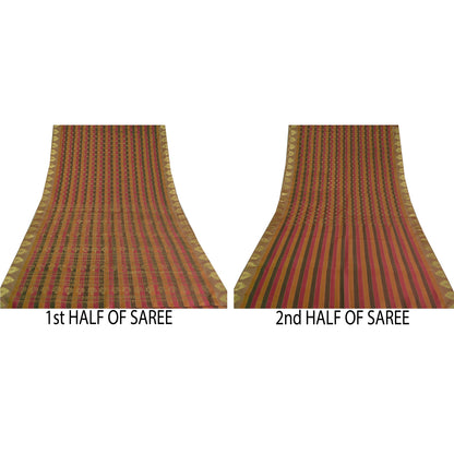 Sanskriti Vintage Indian Sarees Art Silk Woven Painted Premium Sari Craft Sustainable Fabric