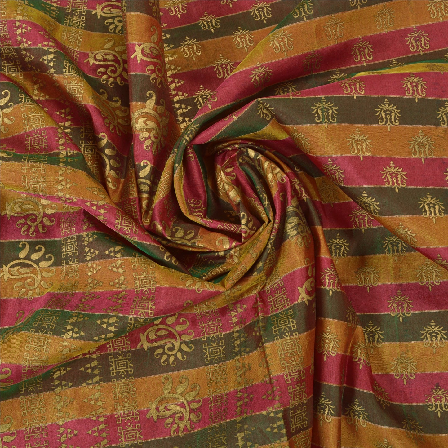 Sanskriti Vintage Indian Sarees Art Silk Woven Painted Premium Sari Craft Sustainable Fabric