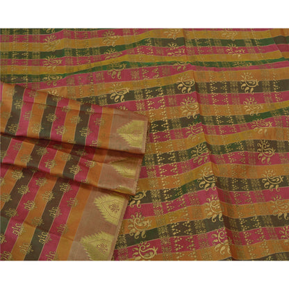 Sanskriti Vintage Indian Sarees Art Silk Woven Painted Premium Sari Craft Sustainable Fabric