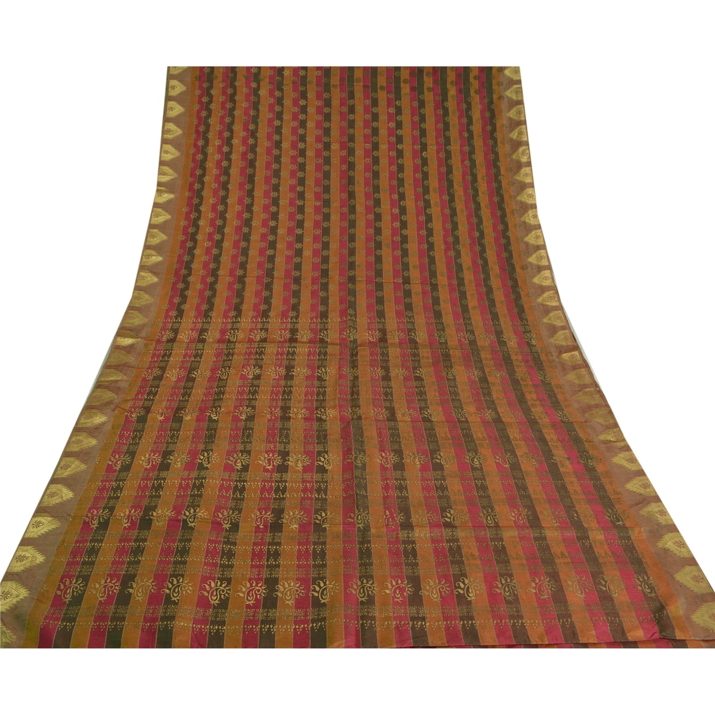 Sanskriti Vintage Indian Sarees Art Silk Woven Painted Premium Sari Craft Sustainable Fabric