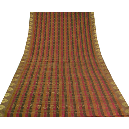 Sanskriti Vintage Indian Sarees Art Silk Woven Painted Premium Sari Craft Sustainable Fabric
