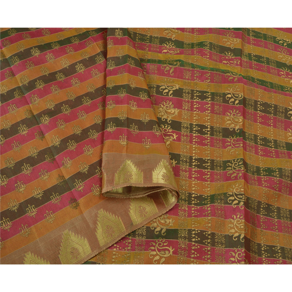 Sanskriti Vintage Indian Sarees Art Silk Woven Painted Premium Sari Craft Sustainable Fabric