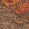 Sanskriti Vintage Grey Indian Sarees Pure Silk Hand Beaded Sari Craft Sustainable Fabric