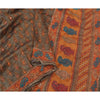 Sanskriti Vintage Grey Indian Sarees Pure Silk Hand Beaded Sari Craft Sustainable Fabric