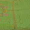 Sanskriti Vintage Green Sarees Pure Silk Hand Beaded Premium Sari Craft Sustainable Fabric