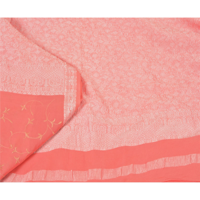 Sanskriti Vintage Bollywood Sarees Pure Georgette Silk Embroidered Sari Sustainable Fabric
