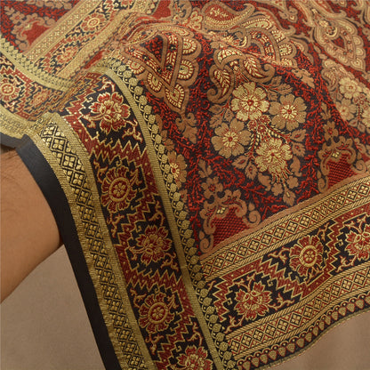 Sanskriti Vintage Brune Indiske Sareer Kunstsilke Vævet Premium Sari Håndværk Bæredygtigt Stoff