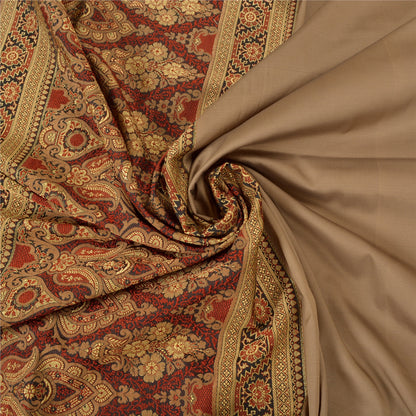 Sanskriti Vintage Brune Indiske Sareer Kunstsilke Vævet Premium Sari Håndværk Bæredygtigt Stoff