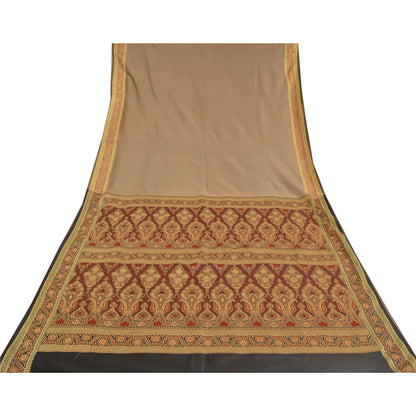 Sanskriti Vintage Brune Indiske Sareer Kunstsilke Vævet Premium Sari Håndværk Bæredygtigt Stoff