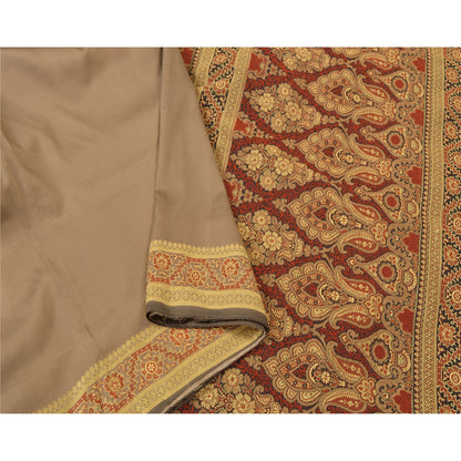 Sanskriti Vintage Brune Indiske Sareer Kunstsilke Vævet Premium Sari Håndværk Bæredygtigt Stoff