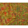 Sanskriti Vintage Green Sarees 100% Pure Silk Hand Beaded Sari Craft Sustainable Fabric