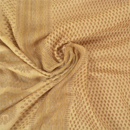 Sanskriti Vintage Elfenbensfarvet Sarees Bomuld Silke Trykt Vævet Kota Sari Håndværk Bæredygtigt Stof