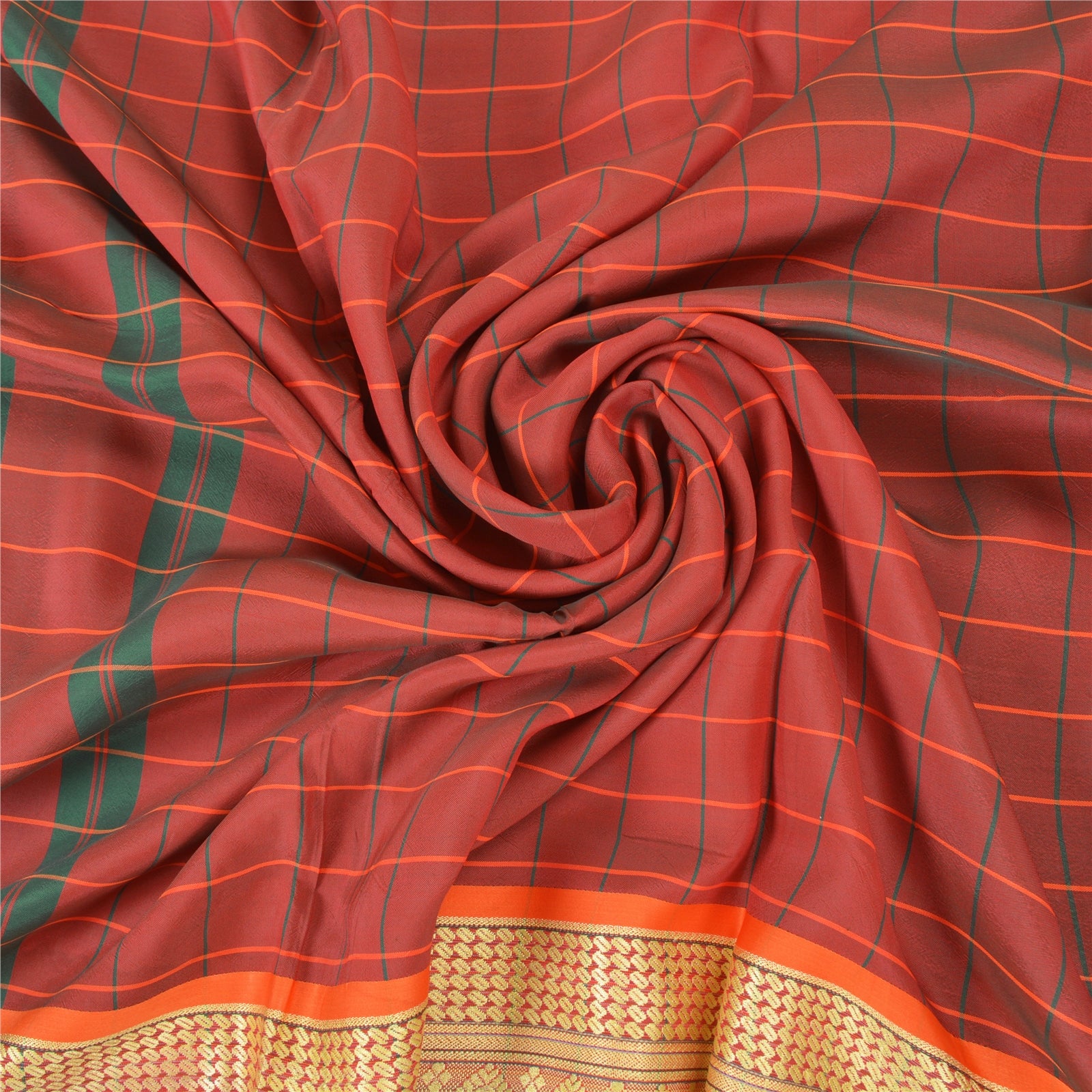 Sanskriti Vintage Mørkerøde Indiske Sarier Blandet Silke Vævet Premium Sari Bæredygtigt Stoff