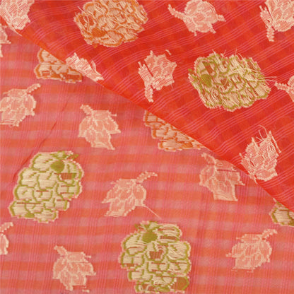 Sanskriti Vintage Pink Indian Sarees 100% Pure Silk Hand-Woven Sari Craft Sustainable Fabric