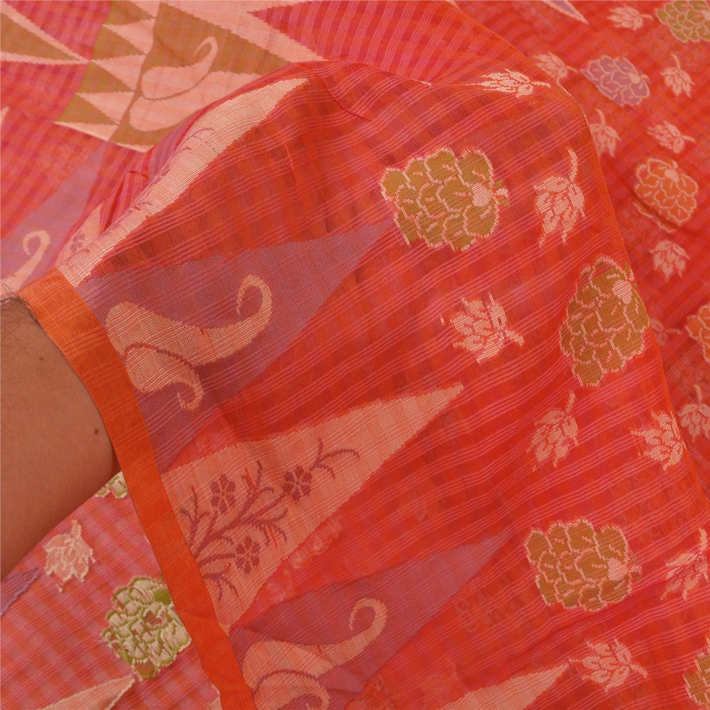 Sanskriti Vintage Pink Indian Sarees 100% Pure Silk Hand-Woven Sari Craft Sustainable Fabric