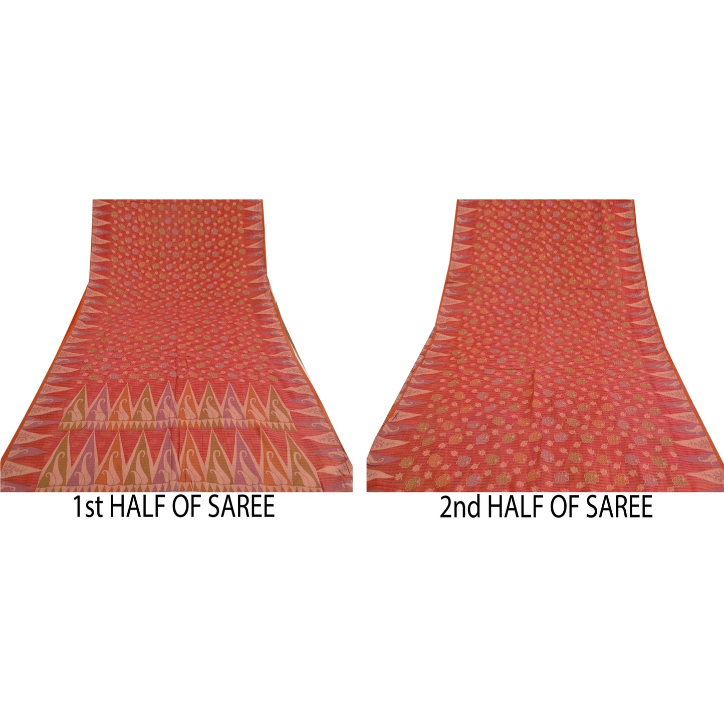 Sanskriti Vintage Pink Indian Sarees 100% Pure Silk Hand-Woven Sari Craft Sustainable Fabric