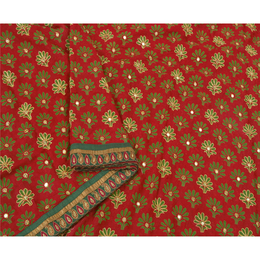 Sanskriti Vintage Indian Sarees Blend Georgette Embroidered Premium Sari Sustainable Fabric