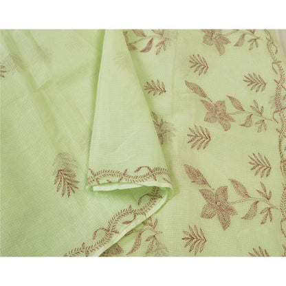 Sanskriti Vintage Sarees Håndlavet Kantha &amp; Kota Doria Sari i Ren Bomuld i Bæredygtigt Stoff