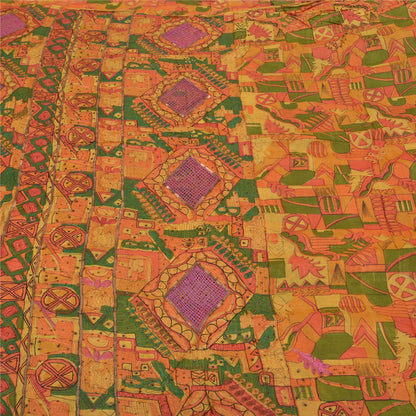 Sanskriti Vintage Indian Sarees 100% Pure Silk Hand Beaded Sari Craft Sustainable Fabric