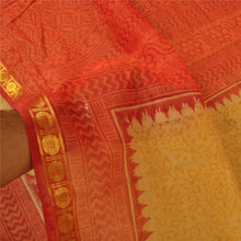 Load image into Gallery viewer, Sanskriti Vintage Orange Indian Sarees Cotton Silk Block Printed Sari Fabric
