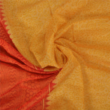 Load image into Gallery viewer, Sanskriti Vintage Orange Indian Sarees Cotton Silk Block Printed Sari Fabric
