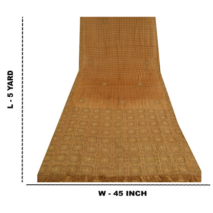 Sanskriti Vintage Brown Sarees Pure Silk Hand Beaded Woven Premium Sari Sustainable Fabric