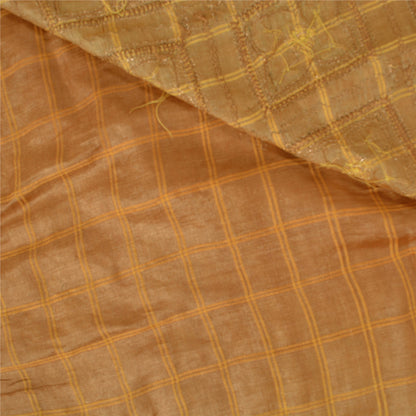 Sanskriti Vintage Brown Sarees Pure Silk Hand Beaded Woven Premium Sari Sustainable Fabric