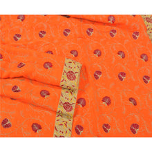 Load image into Gallery viewer, Sanskriti Vintage Orange Sarees Pure Crepe Silk Embroidered Premium Sari Fabric
