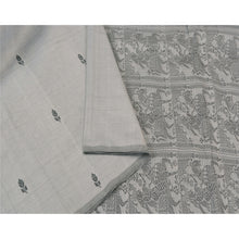 Load image into Gallery viewer, Sanskriti Vintage Grey Sarees Blend Silk Woven Baluchari Premium Sari Fabric
