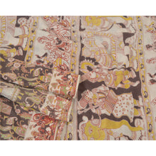 Load image into Gallery viewer, Sanskriti Vintage Brown Sarees Pure Silk Handmade Kalamkari Human Sari Fabric
