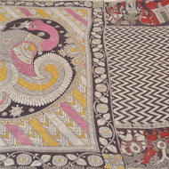 Sanskriti Vintage Sarees Pure Cotton Handmade Kalamkari Animal Sari Fabric