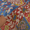 Sanskriti Vintage Dark Red Sarees Cotton Silk Handmade Kalamkari Sari Sustainable Fabric