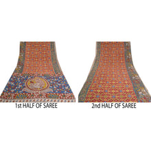 Load image into Gallery viewer, Sanskriti Vintage Dark Red Sarees Cotton Silk Handmade Kalamkari Sari Fabric
