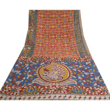 Load image into Gallery viewer, Sanskriti Vintage Dark Red Sarees Cotton Silk Handmade Kalamkari Sari Fabric
