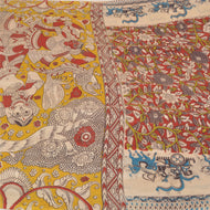 Sanskriti Vintage Dark Red Sarees Cotton Silk Handmade Kalamkari Sari Fabric