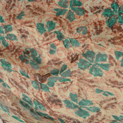 Sanskriti Vintage Indian Sarees Blend Georgette Hand Beaded Ethnic Sari Sustainable Fabric