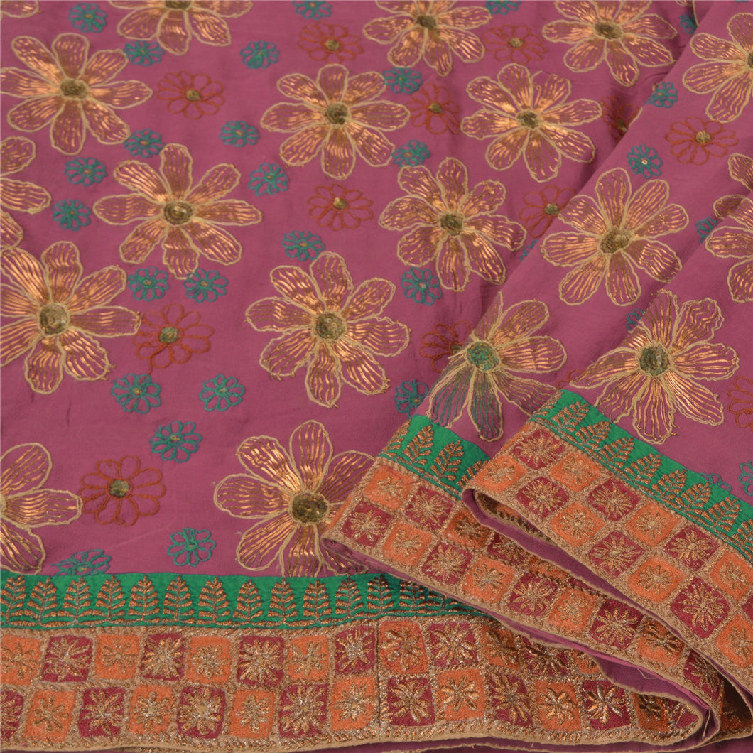 Sanskriti Vintage Bollywood Sarees Pure Georgette Silk Hand Beaded Sari Fabric