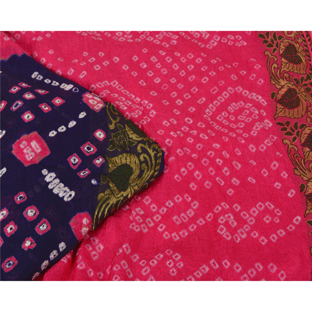 Sanskriti Vintage Purple Sarees Blend Silk Bandhani Woven Premium Sari Fabric