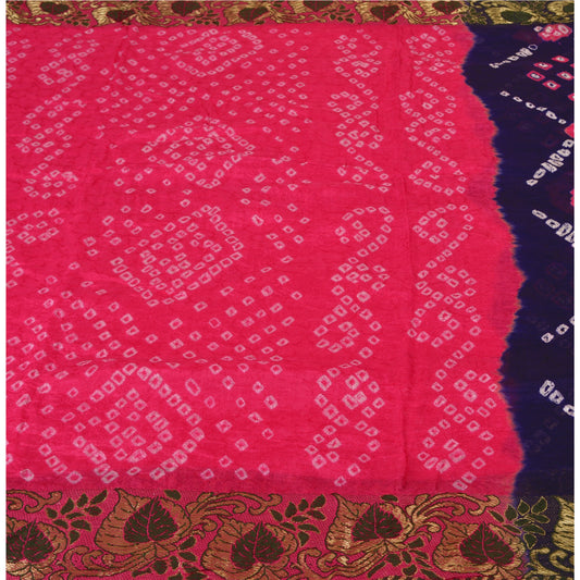 Sanskriti Vintage Purple Sarees Blend Silk Bandhani Woven Premium Sari Sustainable Fabric