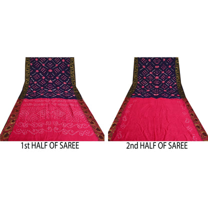 Sanskriti Vintage Purple Sarees Blend Silk Bandhani Woven Premium Sari Sustainable Fabric