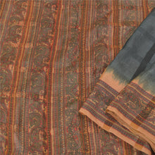 Load image into Gallery viewer, Sanskriti Vintage Grey Sarees Pure Silk Block Printed Woven Premium Sari Fabric
