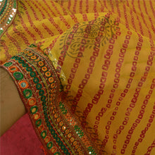 Load image into Gallery viewer, Sanskriti Vintage Mustard Saree Blend Georgette Embroidered Bandhani Sari Fabric
