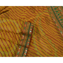 Load image into Gallery viewer, Sanskriti Vintage Mustard Saree Blend Georgette Embroidered Bandhani Sari Fabric
