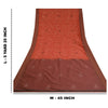 Sanskriti Vintage Dark Orange Sarees Blend Cotton Hand Beaded Kantha Sari Sustainable Fabric