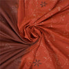 Sanskriti Vintage Dark Orange Sarees Blend Cotton Hand Beaded Kantha Sari Sustainable Fabric