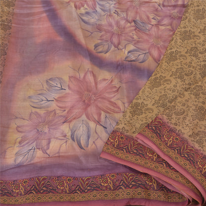 Sanskriti Vintage Brown Sarees 100% Pure Silk Woven Premium Sari Craft Sustainable Fabric