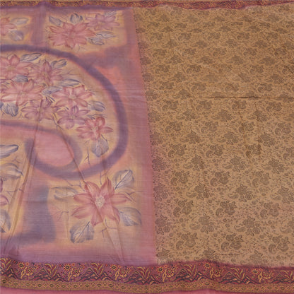 Sanskriti Vintage Brown Sarees 100% Pure Silk Woven Premium Sari Craft Sustainable Fabric