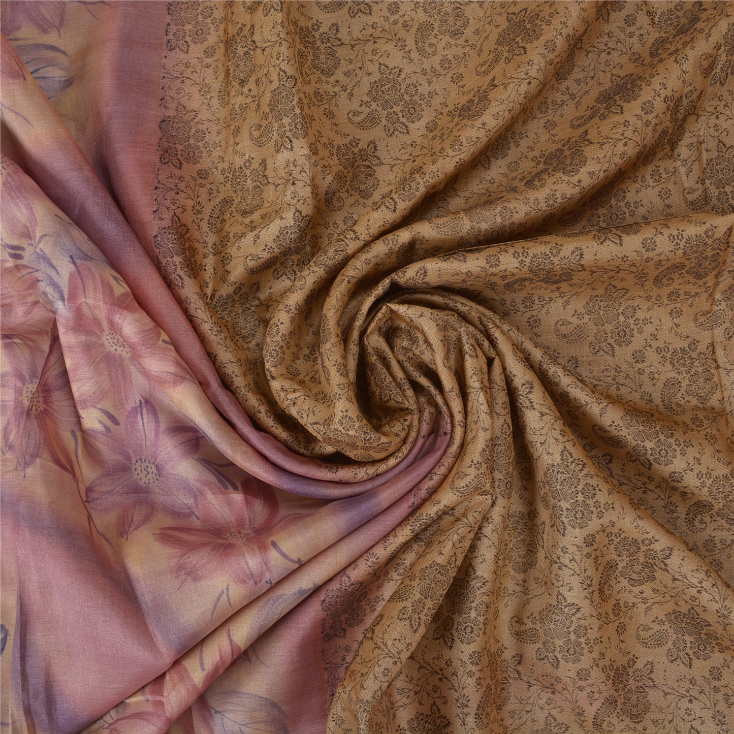 Sanskriti Vintage Brown Sarees 100% Pure Silk Woven Premium Sari Craft Sustainable Fabric